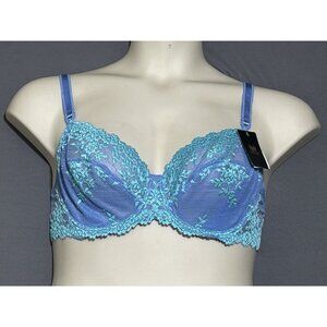 Wacoal Balconette Bra 38C Blue Floral Lace Unlined Underwired
